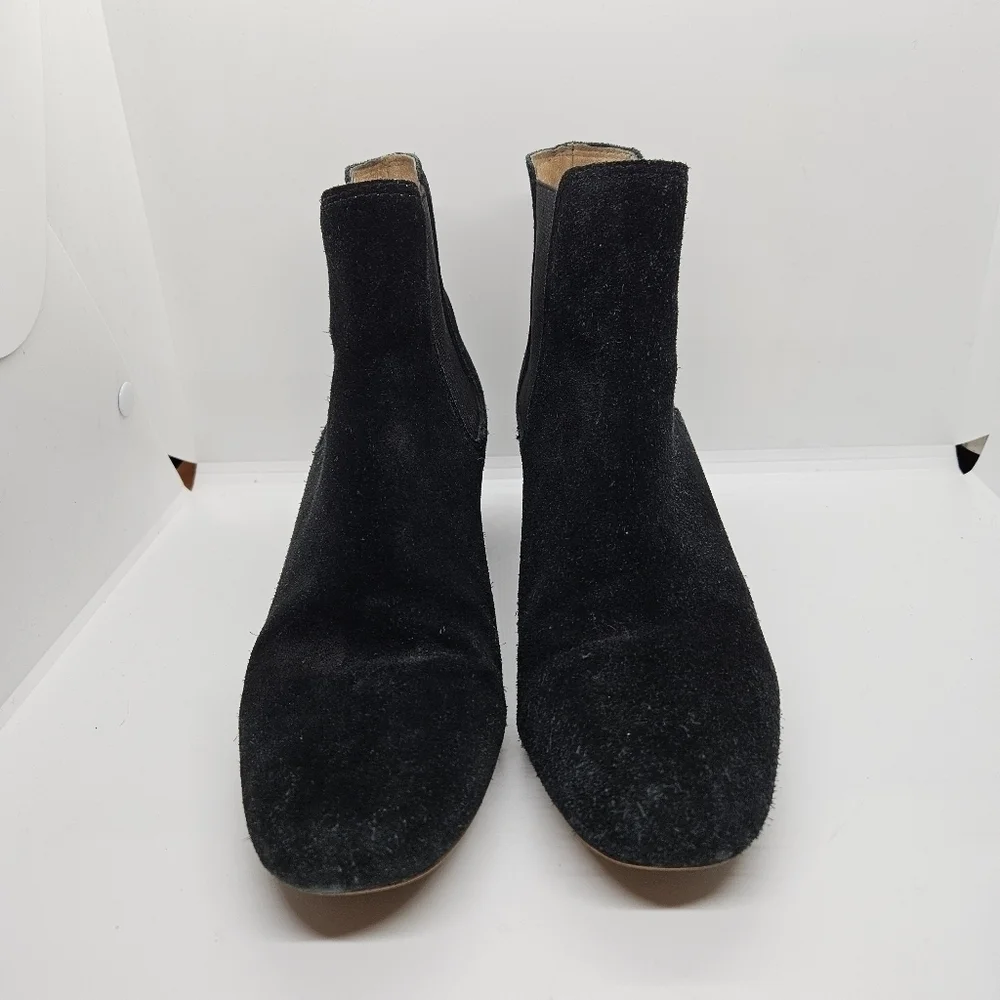 Madewell the Walker black suede heeled chelsea ankle boots US 8